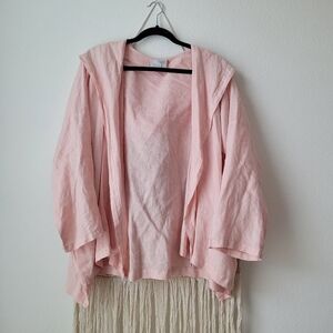 NWOT FIXSUN LINEN HOODED CARDIGAN PONCHO JACKET ONE SIZE